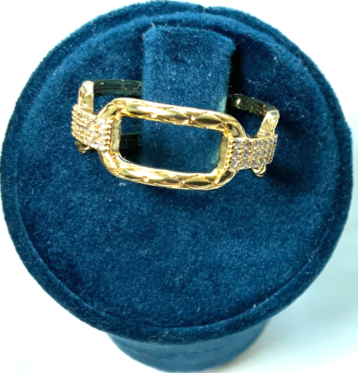 Bague Style Chaîne Or Couleur Zircon