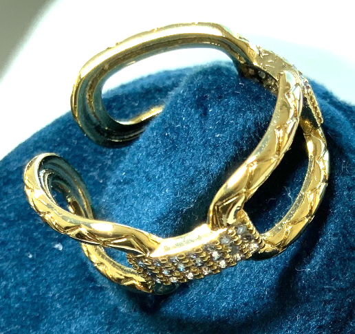 Bague Style Chaîne Or Couleur Zircon