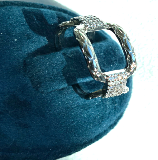 Bague Style Chaîne Or Couleur Zircon