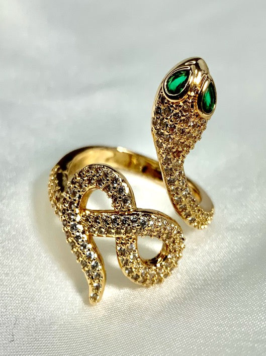 Ring Snake Emerald Eye Gold Color Zirconia 3AAA