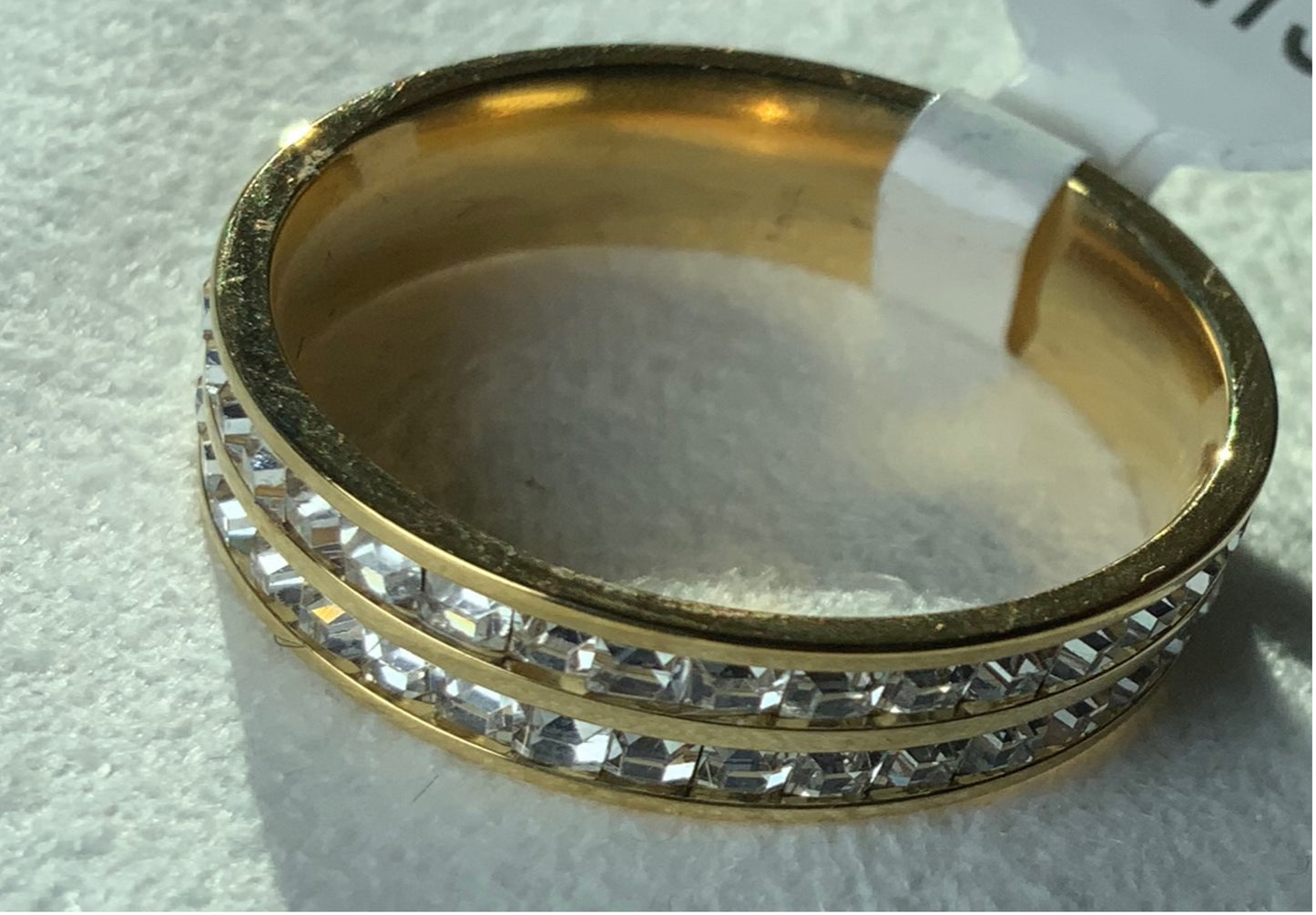 Anillo Doble Banda Estilo Color Oro Zirconia