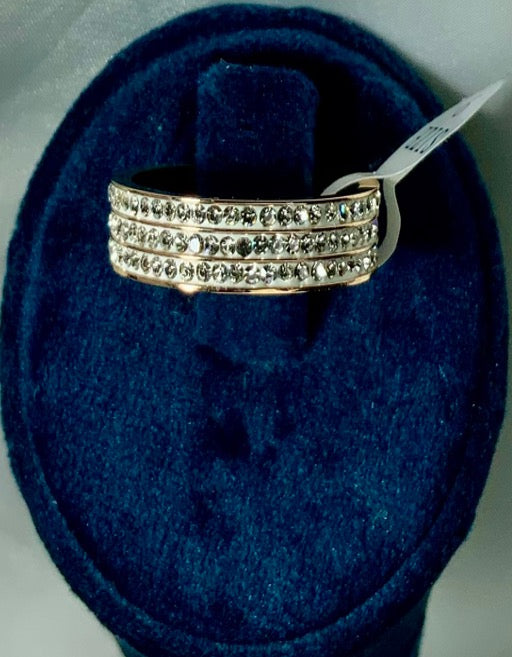 Anillos 3 Bandas Estilo Color Oro Rosa Circón