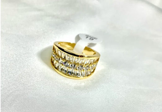 Ring baguette Design Gold Color Zirconia