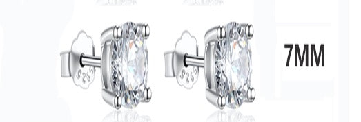 Pendientes Stud Corte Princesa Diseño Cuadrado 7MM Oro blanco