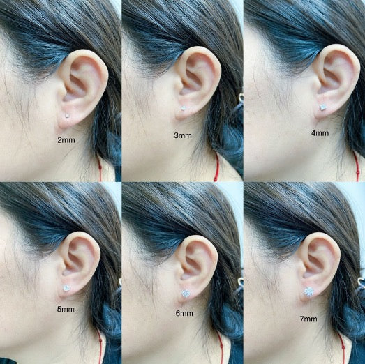 Pendientes Stud Corte Princesa Diseño Cuadrado 7MM Oro blanco
