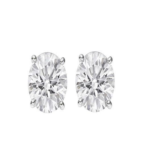 Earrings Stud Round Cut Zircon 5MM White gold