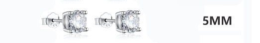 Earrings Stud Round Cut Zircon 5MM White gold