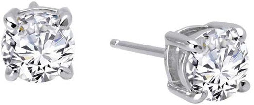 Earrings Stud Round Cut Zircon 5MM White gold