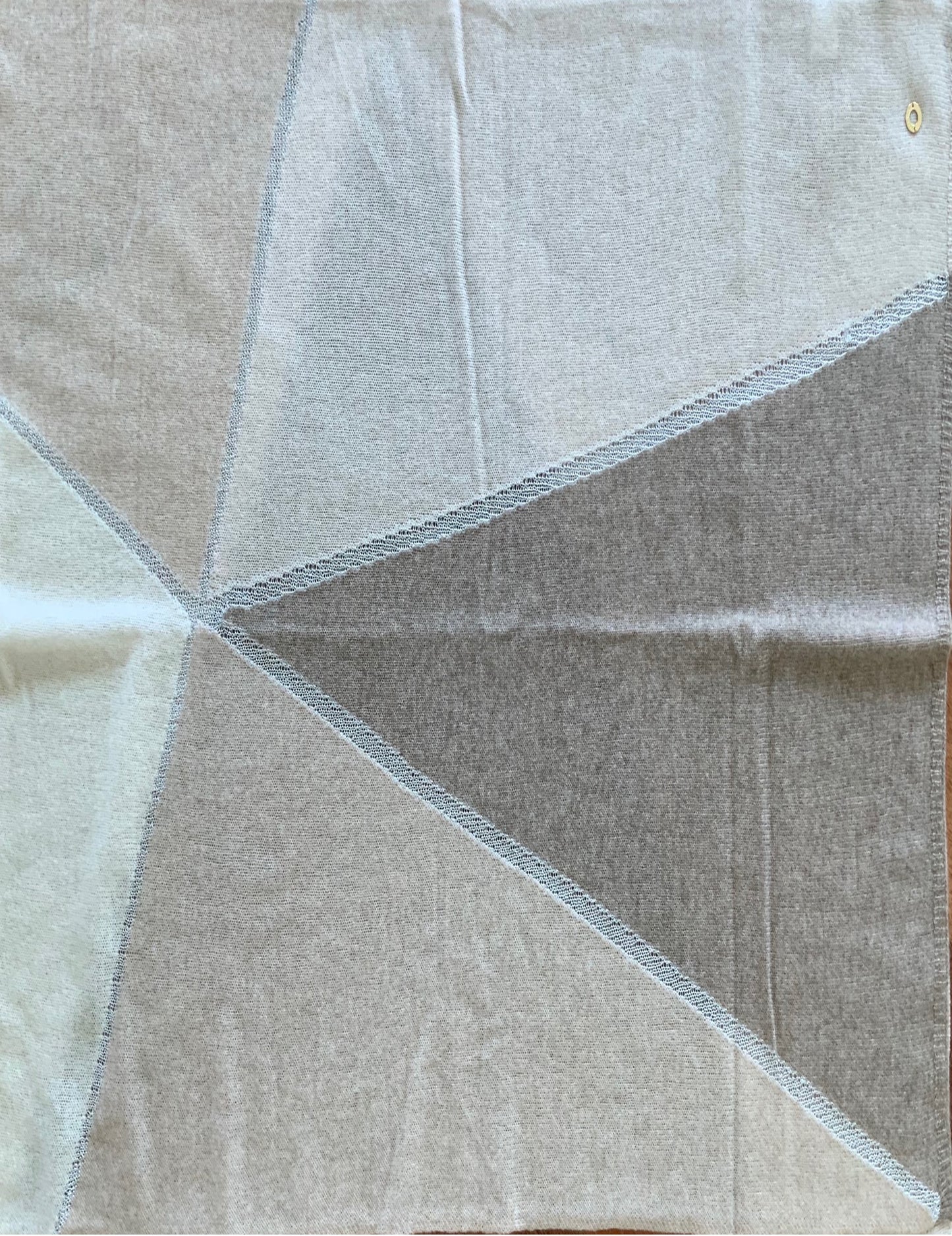 Chal 100% Cashmere Naturel Tonos Beige con Ribete Plata diseño Loro Piana