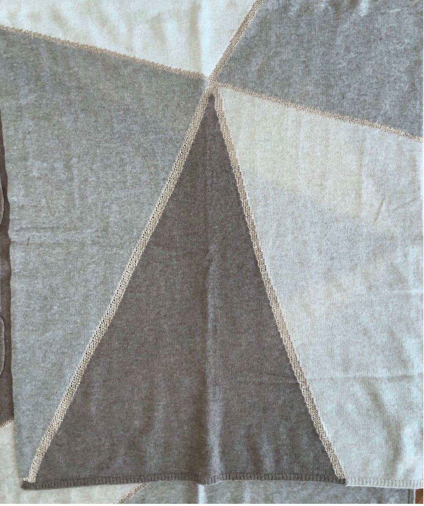Shawl 100% Cashmere Naturel Shades of Brown Colors with Golden trim Great Gift